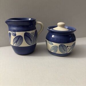 PFALTZGRAFF Villa Flora Creamer and  Sugar Bowl  Country Blue White Flower